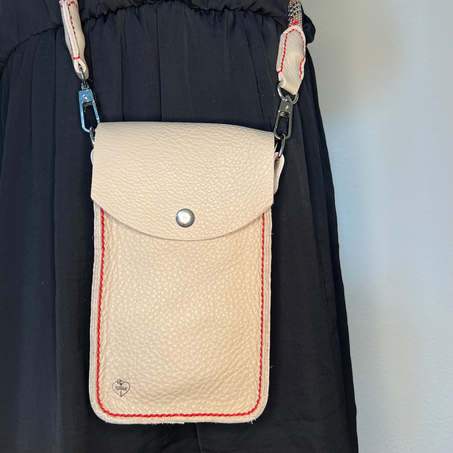 Handmade leather bag "Lilo" - Beige/Red