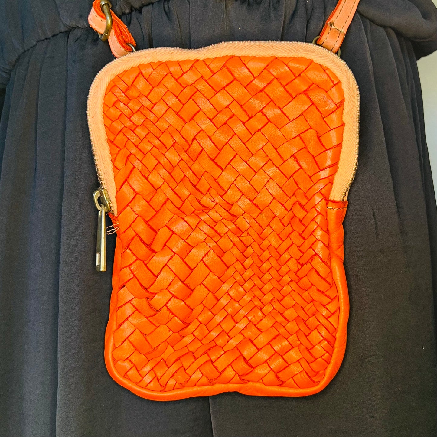 Small bag made of soft, high-quality calf leather - orange