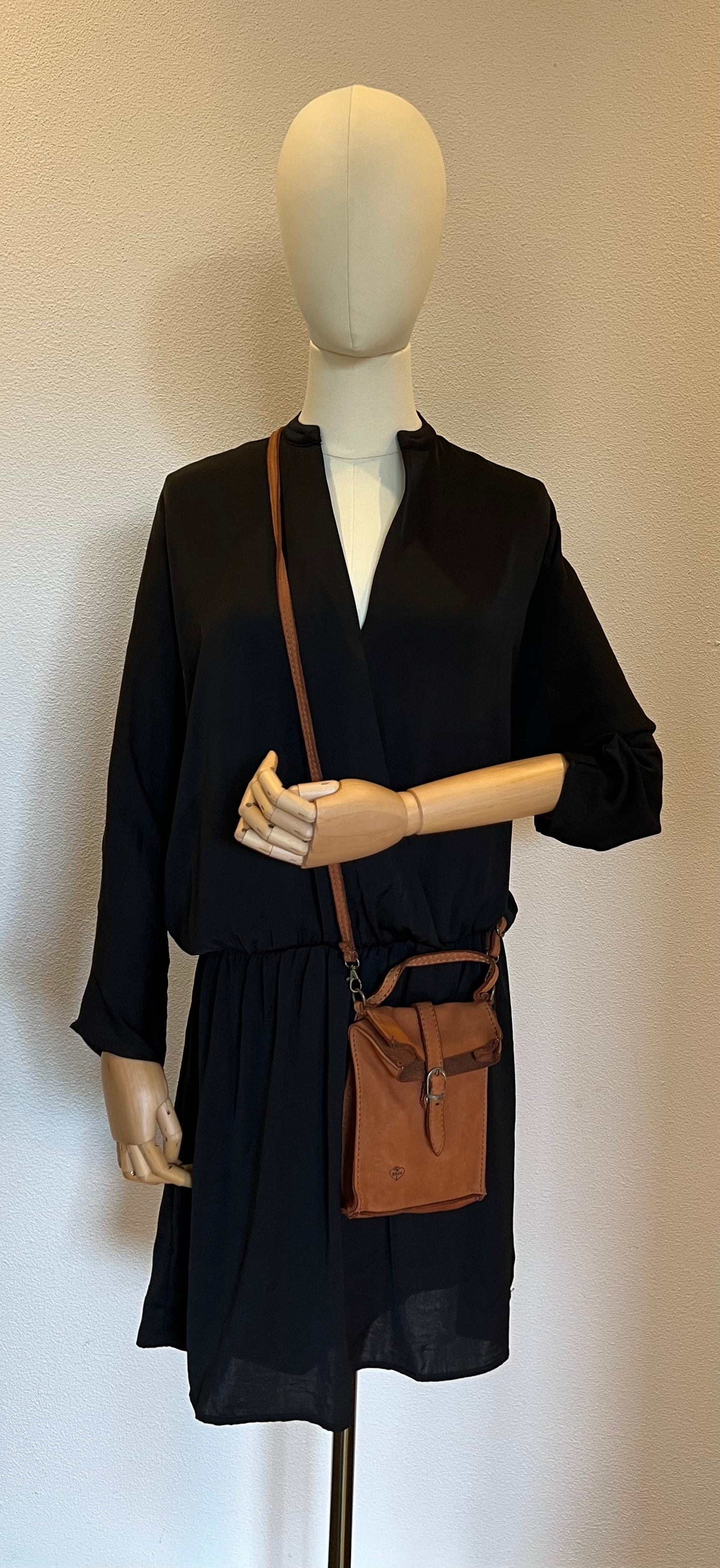 Small bag made of soft, high-quality calf leather - cognac