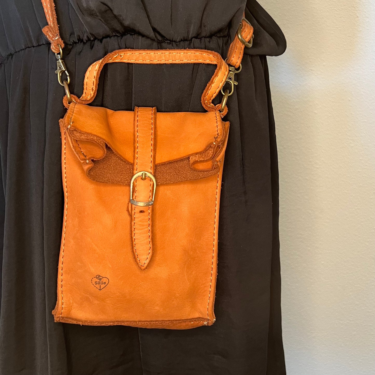 Small bag made of soft, high-quality calf leather - cognac