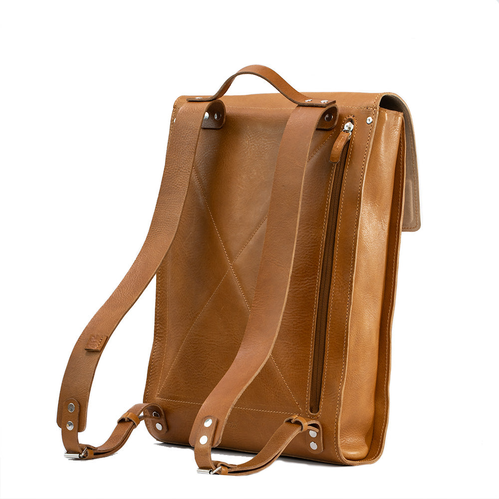 Leather laptop backpack The Minimalist Camel