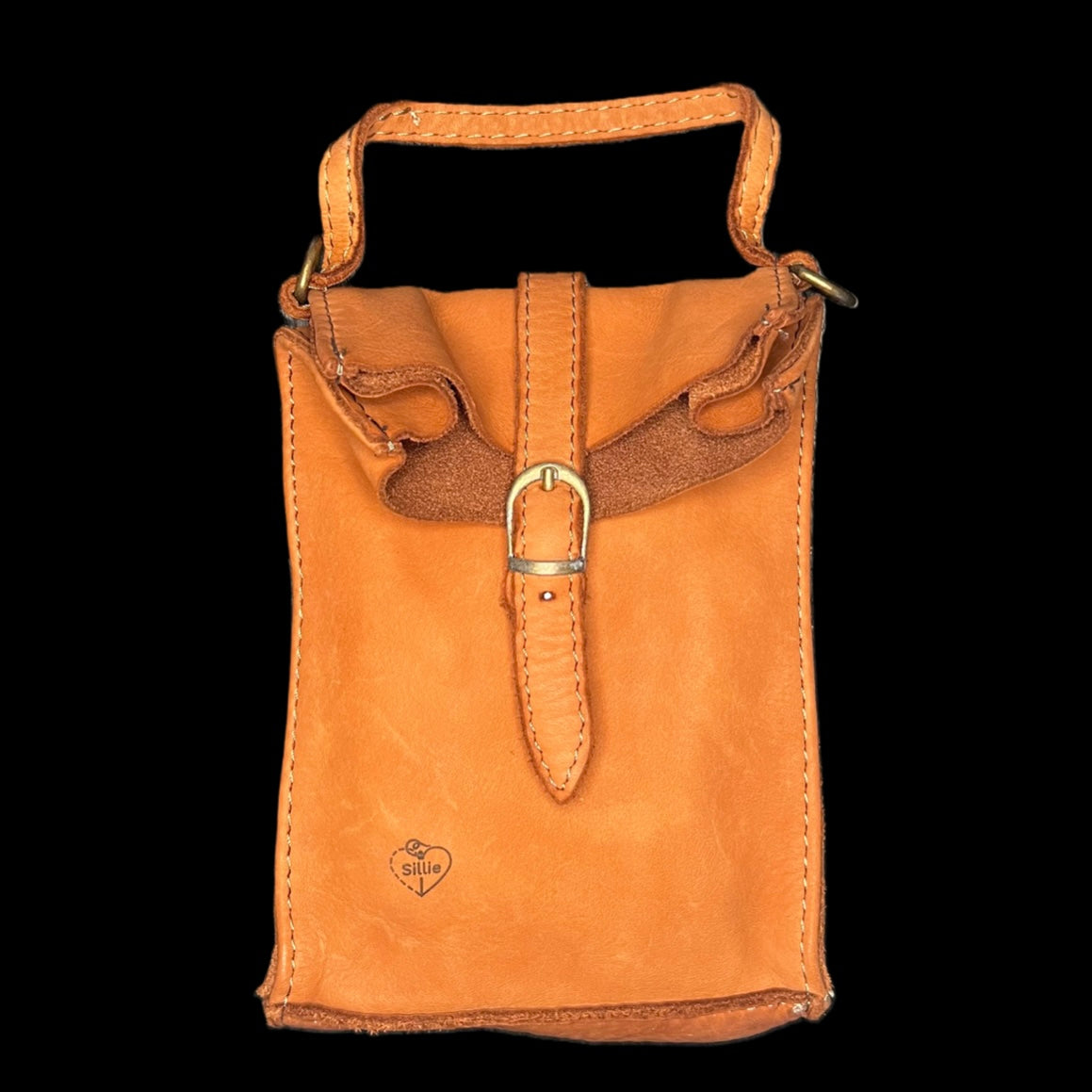 Kleine Tasche aus weichem, hochwertigem Kalbsleder - cognac