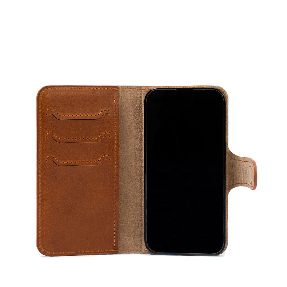 iPhone 14 series Leather MagSafe Folio Case Wallet with Grip-7