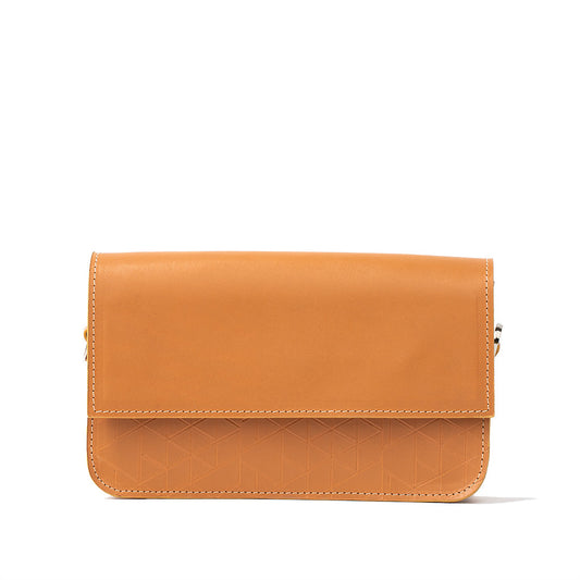 Leather Shoulder Bag - Curie (Orange Vectors)-0