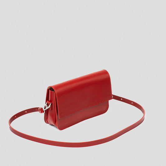 Leather Shoulder Bag - Curie (Red)-0