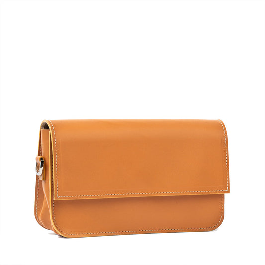 Leather Shoulder Bag - Curie (Light Orange)-0