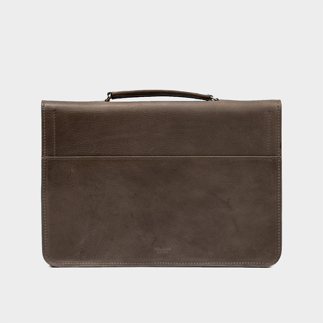 Leather Briefcase (Gray)-2