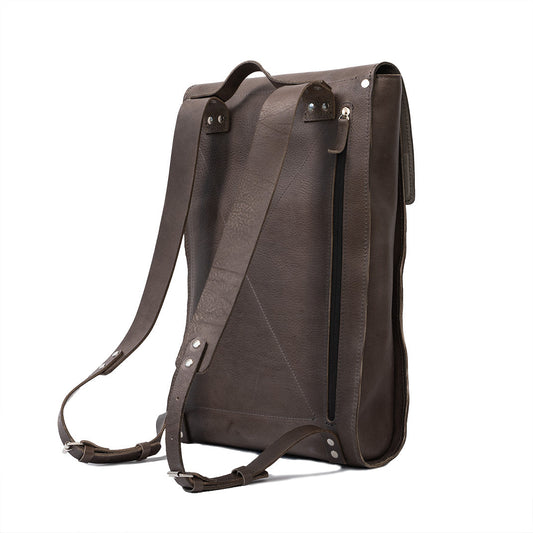 Leather laptop backpack - The Minimalist (Gray)-0