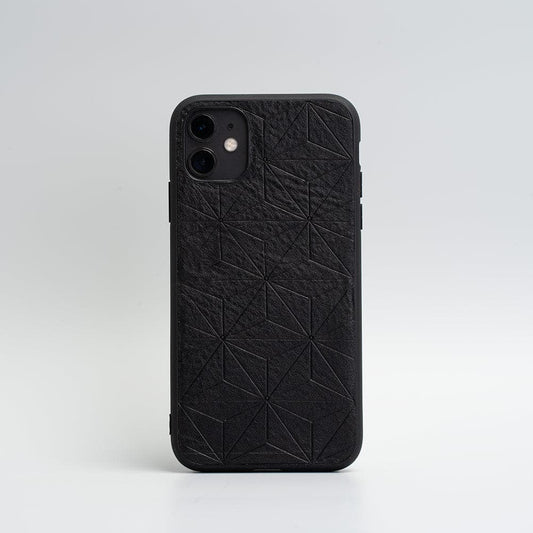 Leather case for iPhone 11 Series - Geometric Flower (Black)-0