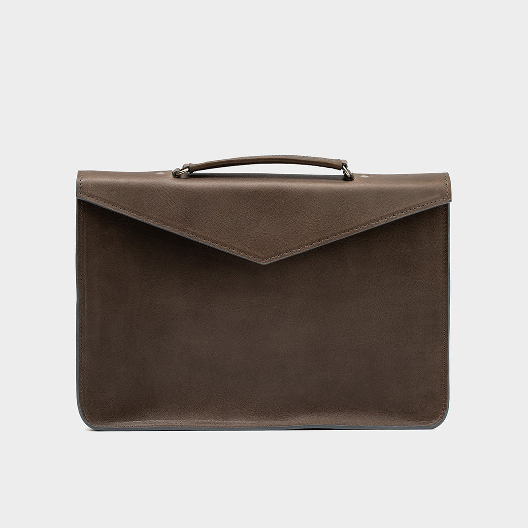 Leather Briefcase (Gray)-0