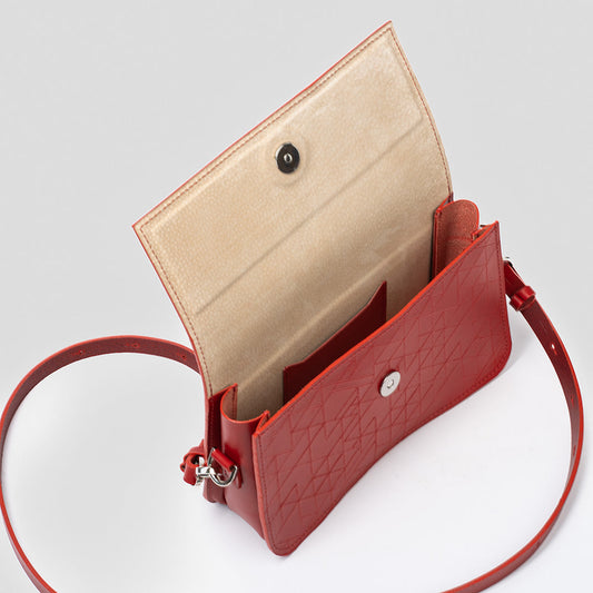 Leather Shoulder Bag - Curie (Red Vectors)-0