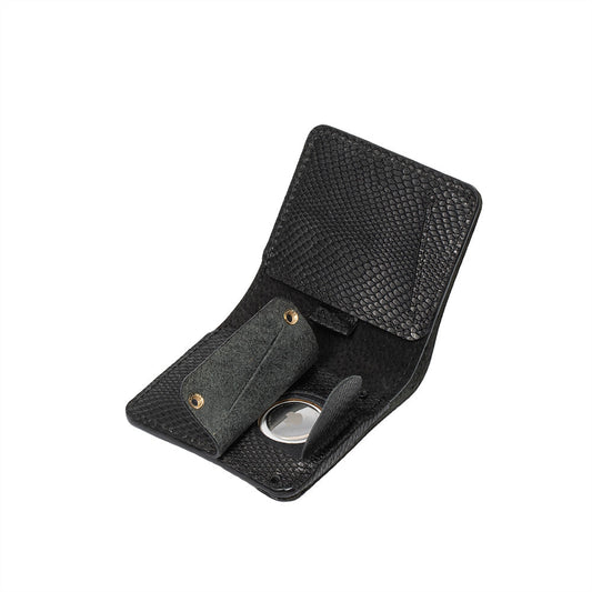 Leather AirTag Wallet - Billfold Snake Print-0