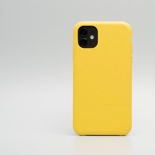 iPhone 11 Yellow leather case - Drops-0